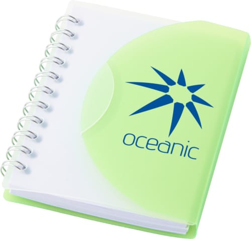 Custom printed Small Spiral Notebooks available in green from Total Merchandise