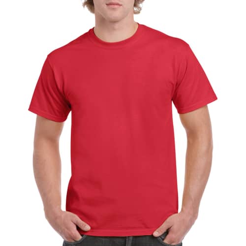 Custom printed Gildan Heavy Cotton T-Shirts in red from Total Merchandise