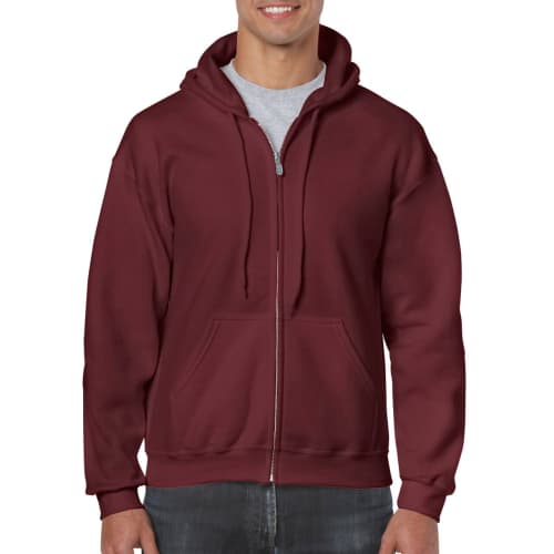 Gildan Zipped Hoodies in Maroon