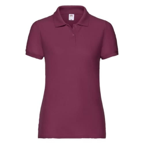 Customised Fruit of the Loom Lady Fit Polo Shirts in Burgundy from Total Merchandise