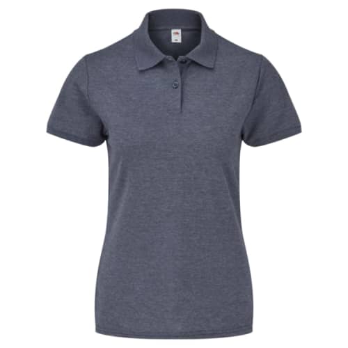 Custom Embroidered Fruit of the Loom Lady Fit Polo Shirts in Heather Navy from Total Merchandise