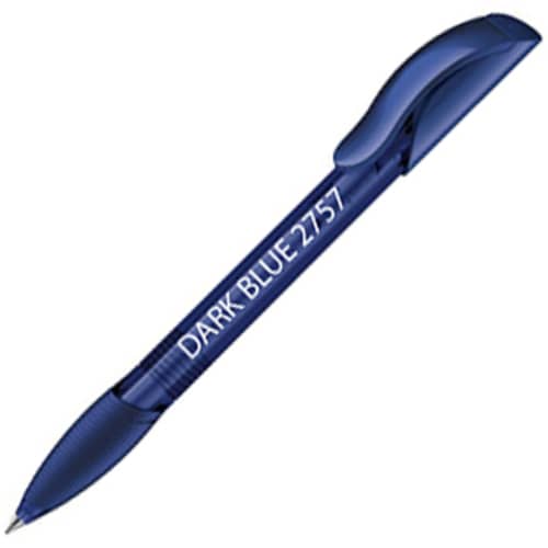 Corporate Branded Hattrix Soft Clear Ballpen in Dark Blue from Total Merchandise