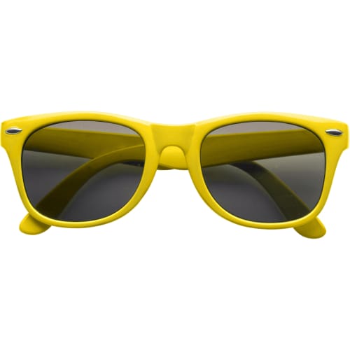 Personalised logo printed Sunglasses in yellow available from Total Merchandise