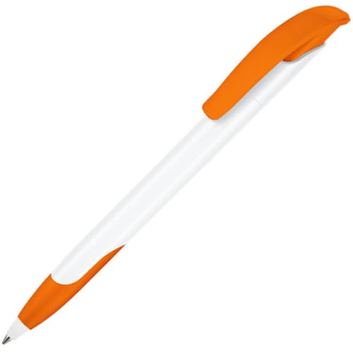 Branded Challenger Soft Ballpen in White/Orange from Total Merchandise