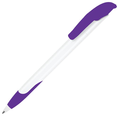 Branded Challenger Soft Ballpen in White/Purple from Total Merchandise