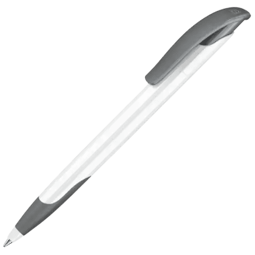 Custom Printed Challenger Soft Ballpen in White/Cool Grey from Total Merchandise