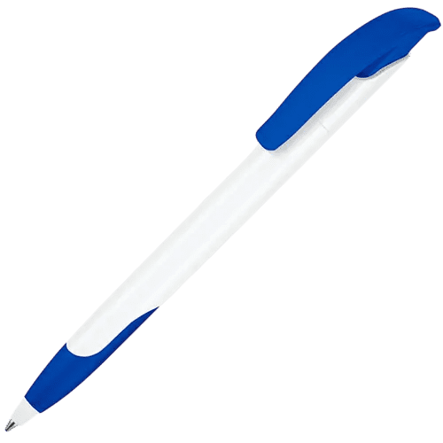 Custom Branded Challenger Soft Ballpen in White/Full Blue from Total Merchandise