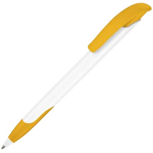 Promotional Challenger Soft Ballpen in White/Honey Yellow from Total Merchandise