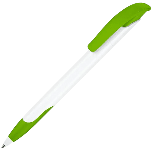 Corporate Branded Challenger Soft Ballpen in White/Light Green from Total Merchandise