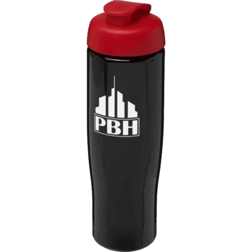 Printed 700ml Tempo Sports Bottles with Flip Lid in Black/Red from Total Merchandise