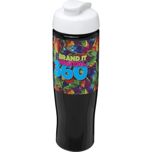 Printed 700ml Tempo Sports Bottles with Flip Lid in Black/White from Total Merchandise