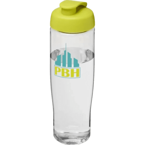 Branded 700ml Tempo Sports Bottles with Flip Lid in Transparent/Lime from Total Merchandise