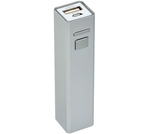 Corporate Branded Rectangular Phone Charger in Silver from Total Merchandise