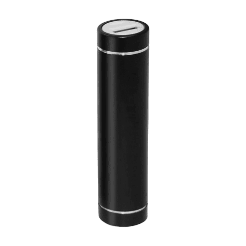 Promotional Tube Power Banks in Black with Printed Logo from Total Merchandise
