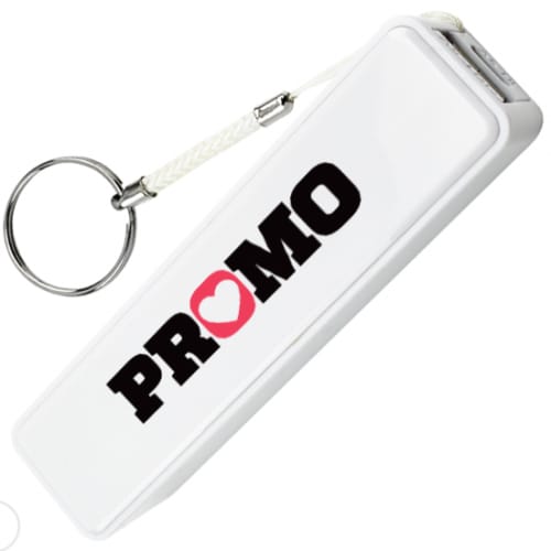 UK Printed Candy Power Banks in White with a Logo from Total Merchandise