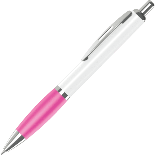 UK Branded Contour 360 Wrap Ballpens in Pink Printed with a Design by Total Merchandise