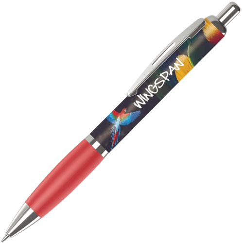 Promotional Contour 360 Wrap Ballpens in Red Printed with a Design by Total Merchandise
