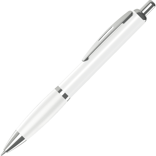 UK Branded Contour 360 Wrap Ballpens in White Printed with a Design by Total Merchandise