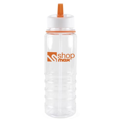 Promotional Bowe Sports Bottles with Straw in Clear/Amber Printed with a Logo by Total Merchandise