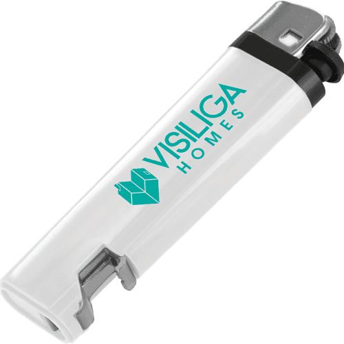 Promotional White Bottle Opener Lighters Printed with Your Logo from Total Merchandise