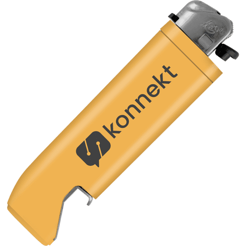 Promotional Yellow Bottle Opener Lighters Printed with Your Logo from Total Merchandise