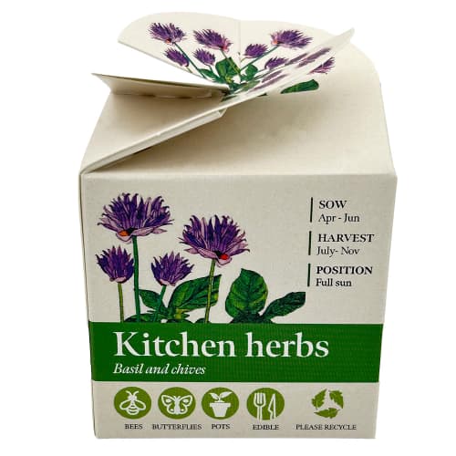 Custom Printed Tiny Terracotta Cubes with Kitchen Herbs with a Company Logo from Total Merchandise