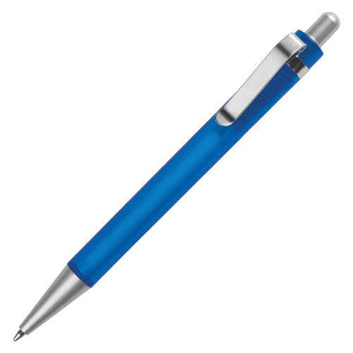 Promotional Rodeo Frost Ballpens in Blue Printed with a Logo by Total Merchandise