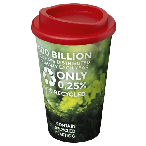 UK Branded Brite Americano Coffee Cup with a Red Lid from Total Merchandise