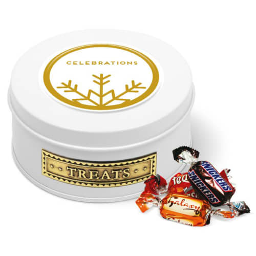 Each of these Christmas Treat Tins contains a delicious selection of sweets or shortbread biscuits