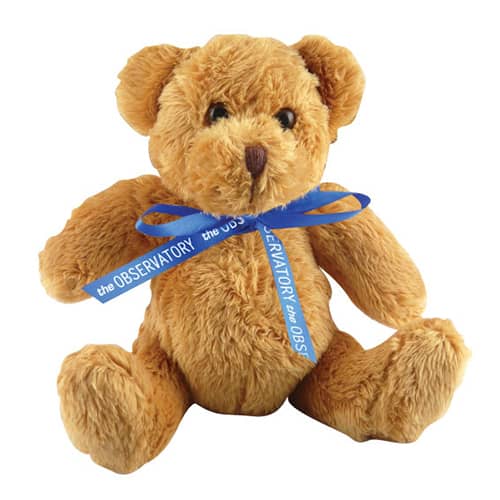 Promotional 5 Inch Robbie Teddy Bears with a company printed bow from Total Merchandise