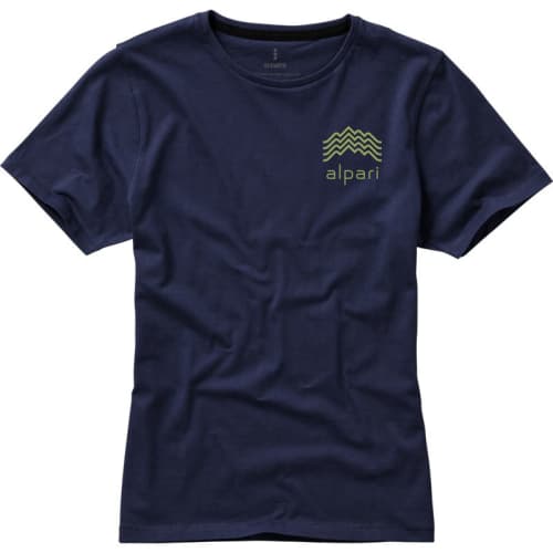 Custom Branded Ladies Cotton T-Shirts in Navy Printed with a Logo by Total Merchandise