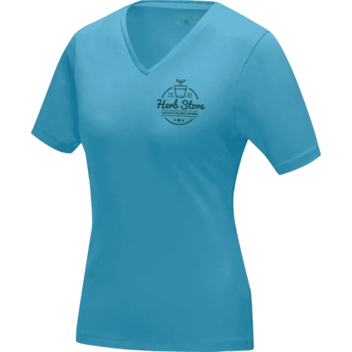 Ladies Coloured V Neck Organic T-Shirts in NXT Blue