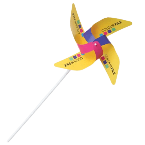 Promotional Paper Whirly Windmills with company logos