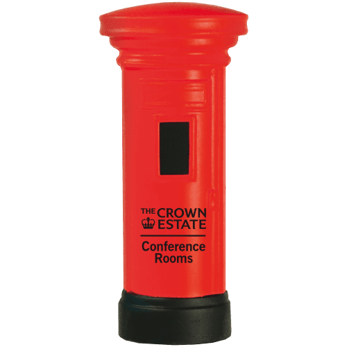 Promotional printed Stress Post Box printed with a company logo from Total Merchandise