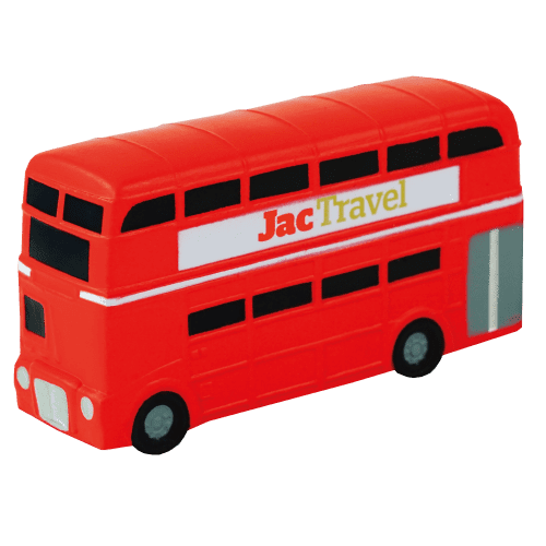 Custom printed Stress Double Decker Bus in red from Total Merchandise