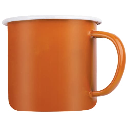 10oz Premium Enamel Mugs in Bright Orange/White