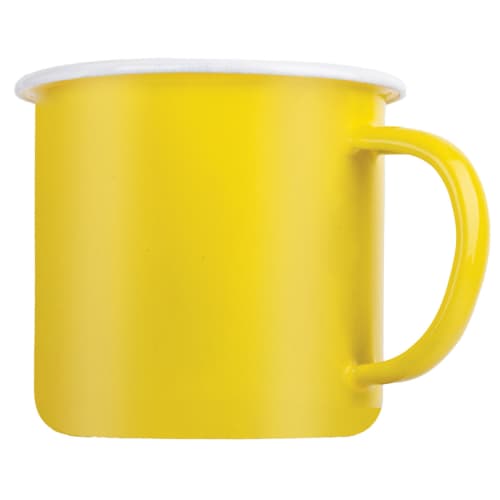 10oz Premium Enamel Mugs in Bright Yellow/White