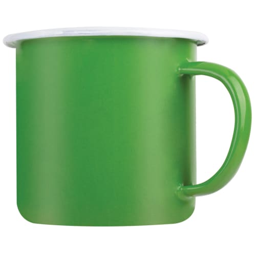 10oz Premium Enamel Mugs in Bright Green/White