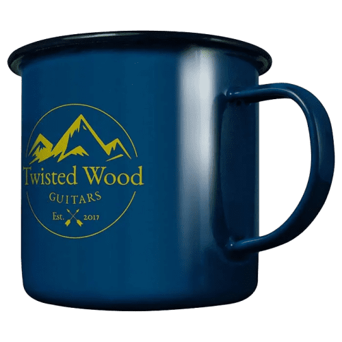 Promotional Camping Mugs in blue with a logo printed to the side from Total Merchandise