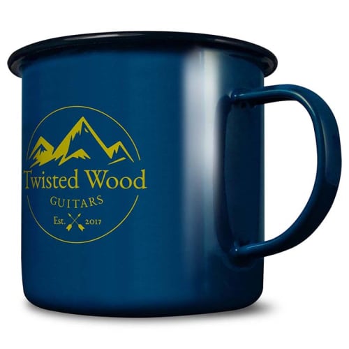 Promotional Camping Mugs in blue with a logo printed to the side from Total Merchandise