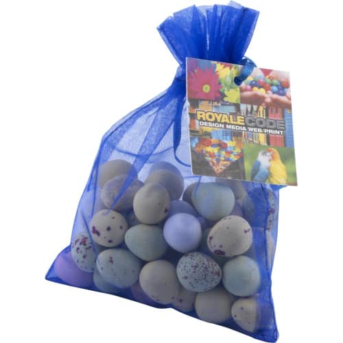 Large Organza Bags with Mini Eggs in Blue