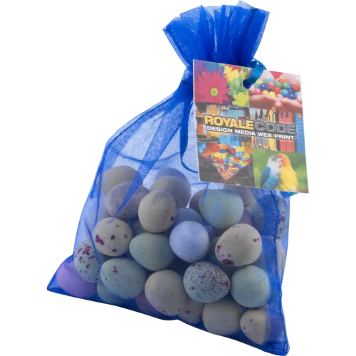 Large Organza Bags with Mini Eggs in Blue