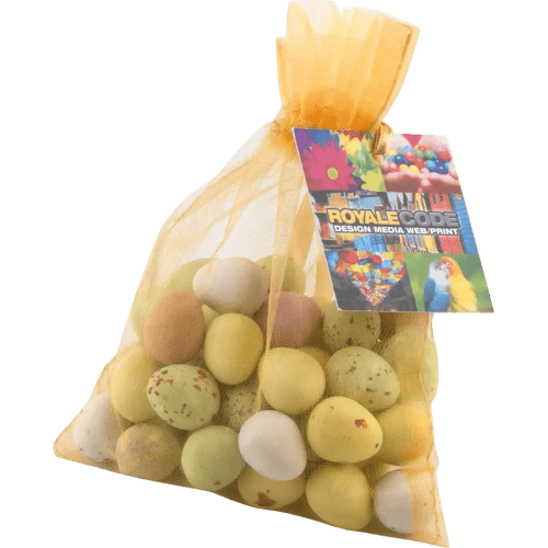 Large Organza Bags with Mini Eggs in Gold