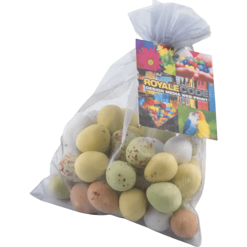 Large Organza Bags with Mini Eggs in Silver