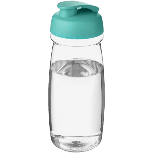600ml Pulse Sports Bottles with Flip Lid in Transparent/Aqua