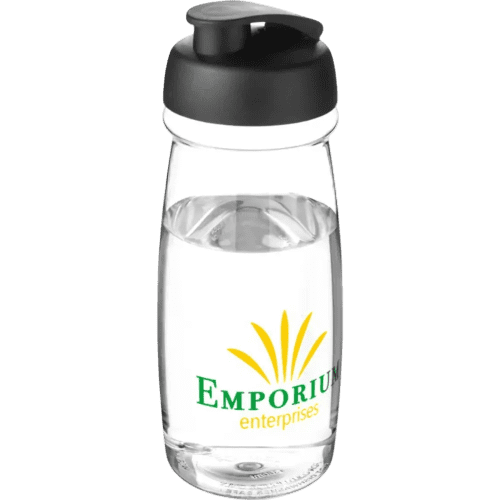 600ml Pulse Sports Bottles with Flip Lid in Transparent/Black