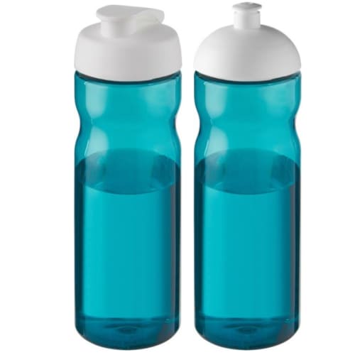 650ml Base Sports Bottles in Transparent Aqua Blue/White