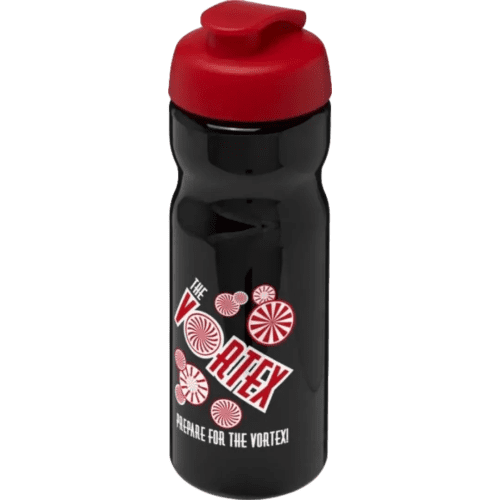 650ml Base Sports Bottles with Flip lid in Black/Red from Total Merchandise
