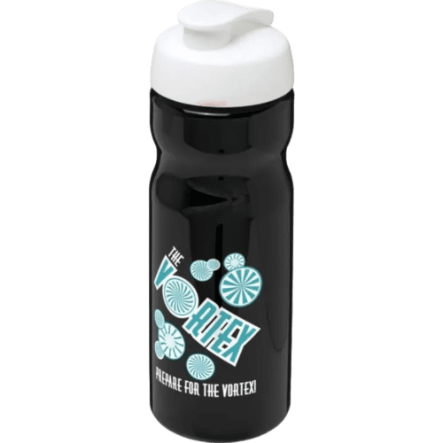 650ml Base Sports Bottles with Flip lid in Black/White from Total Merchandise