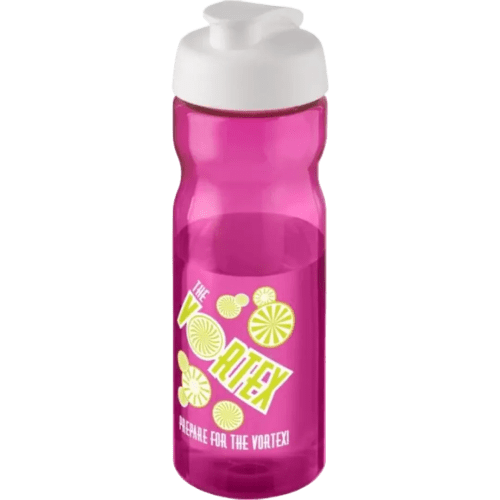 650ml Base Sports Bottles with Flip lid in Magenta/White from total Merchandise